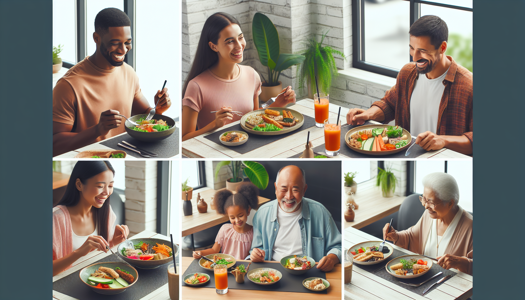 People enjoying healthy meals